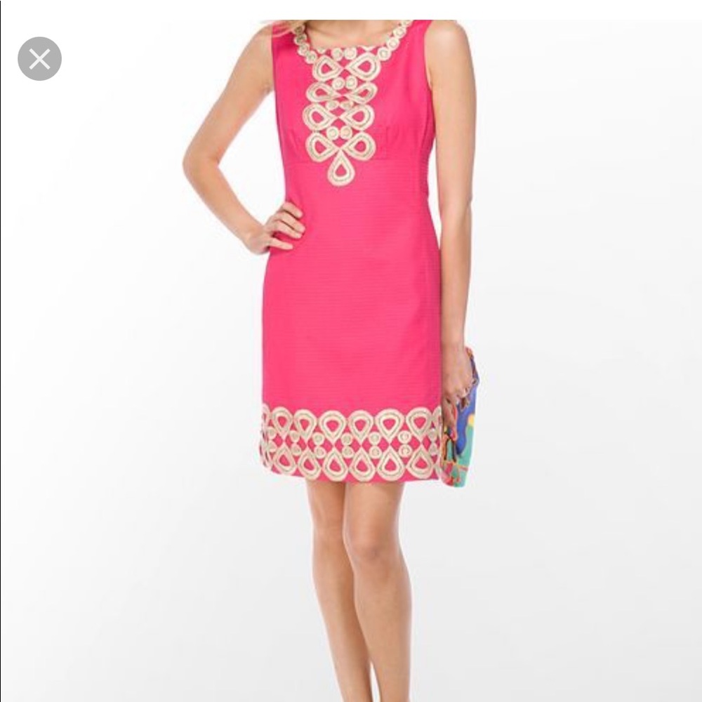 Lilly Pulitzer Pink Adelson Shift Gold Lace
